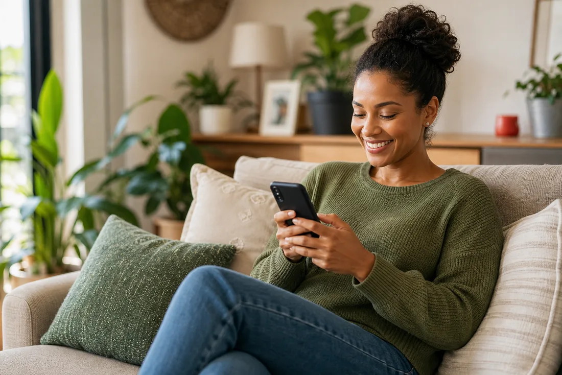 Homeowner using Ask KAI on her phone